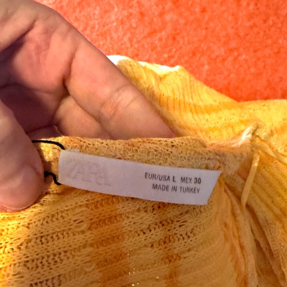 Zara yellow and orange rustic knit midi dress made in Europe NWT - Picture 8 of 11